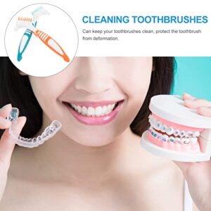 Healvian 2 Sets Travel Toothbrush Set Denture Toothbrush and Toothbrush Storage Box Box Soft Double Bristle False Teeth Brush Denture Cleaning Tool