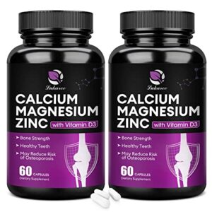 (2 pack) calcium magnesium zinc health bone support formula, with vitamin d3, b6, mn, and cu for immune support, non-gmo dietary supplement 120 veg caps