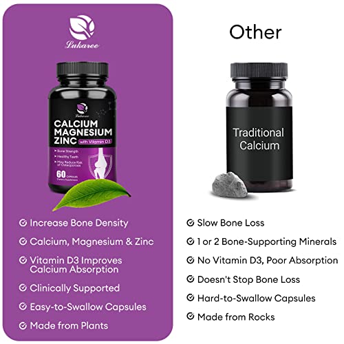 (2 Pack) Calcium Magnesium Zinc Health Bone Support Formula, with Vitamin D3, B6, Mn, and Cu for Immune Support, Non-GMO Dietary Supplement 120 Veg Caps