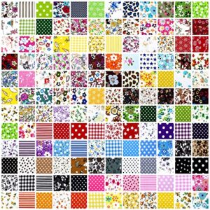 1200 Pcs 4 x 4 Inches Cotton Fabric Bundle Floral Precut Fat Squares Fabric Scraps Cotton Quilting Fat Flower Fabric Patchwork for DIY Craft Sewing Clothing