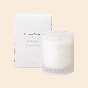 LA JOLIE MUSE Scented Candle Vanilla Cake, House Warming Gifts New Home, 8 oz 50 Hours Burn, Natural Soy Candle, Candles for Home Scented