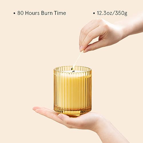 LA JOLIE MUSE Sandalwood & Patchouli Scented Candle, Candles for Home Scented, Luxury Glass Jar Candles for Gift and Home Decor, 80 Hours Long Burning