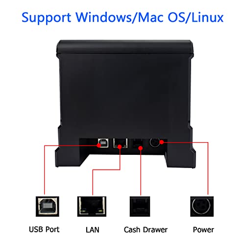 NetumScan 80mm POS Receipt Printer 300mm/s USB Thermal Receipt Printer with Auto Cutter Cash Drawer, USB Ethernet Interface, Support Windows/Mac/Linux, Restaurant Kitchen Printer for ESC/POS