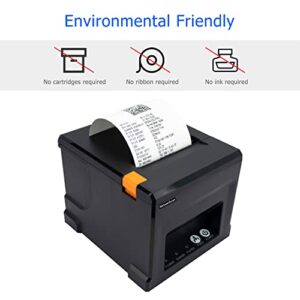 NetumScan 80mm POS Receipt Printer 300mm/s USB Thermal Receipt Printer with Auto Cutter Cash Drawer, USB Ethernet Interface, Support Windows/Mac/Linux, Restaurant Kitchen Printer for ESC/POS