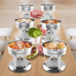 brisunshine 6 packs individual single shabu hot pot,1qt mini round chafing dish buffet set,stainless steel food server warmers with glass lids for caterings parties wedding