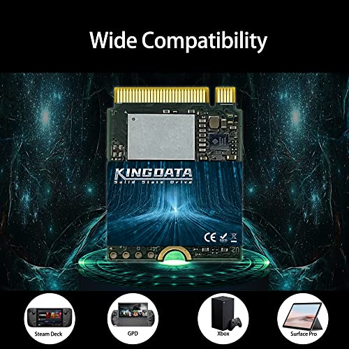 KINGDATA 512GB M.2 2230 NVMe PCIe SSD Gen 4.0X4 - Internal Solid State Drive Compatible with PS5, Steam Deck, Microsoft Surface, Ultrabook, Laptop, Desktop (512GB, M.2 2230 NVMe 4.0)