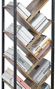 Cutogxon Tree Bookshelf - 9 Tier Floor Standing Tree Bookshelf for CDs/Movies/Books, Small Bookshelf for Small Spaces Bookshelves Wooden Book Storage Organizer Shelves for Bedroom Living Room