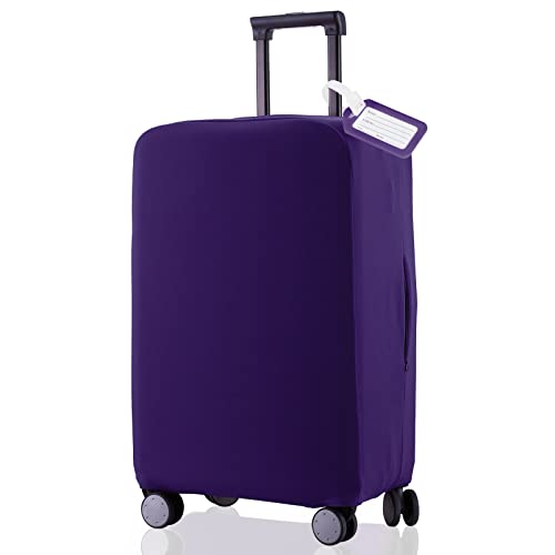 RainVillage Travel Luggage Cover Suitcase Protector Scratch-Resistant Fit 19-31 Inch Suitcase, Not Included Suitcase (Purple, 2XL(30-31 inch))