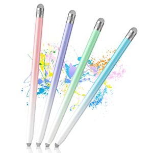 stylus pens for touch screens, 4pcs stylus pen for ipad with precision double fiber tips, compatible with apple ipad/iphone/android/tablets and other capacitive touch screens