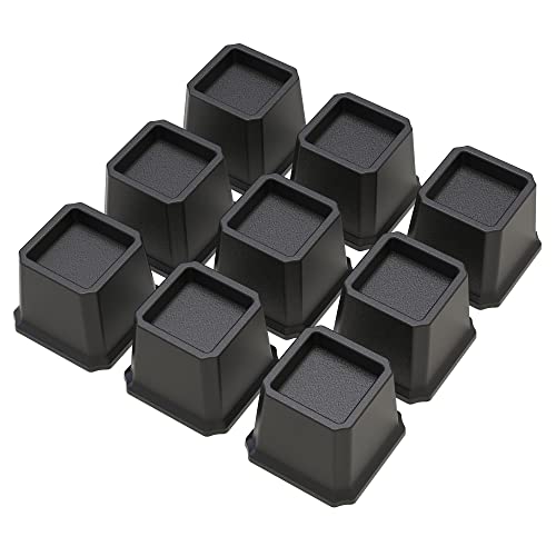 Whynonap Bed Risers 3 Inch Set of 9, Heavy Duty Bed Elevators Lifts Up 3,000 lbs Furniture Riser for Sofa and Table, Black