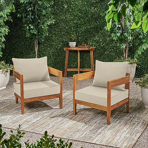 Favoyard Outdoor Seat Cushion Set 24 x 24 Inch Waterproof & Fade Resistant Patio Furniture Cushions with Removable Cover Deep Seat & Back Cushion with Handle and Adjustable Straps for Chair Sofa Couch