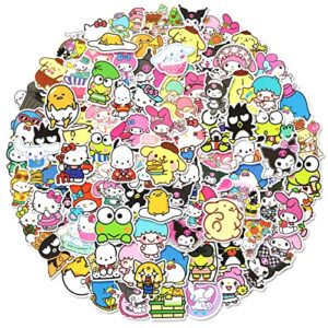 100pcs cute kawaii stickers for teens, cartoon water bottle stickers, waterproof vinyl japanese anime sticker pack for kids girls laptop, phone, luggage, skate, guitar, helmet