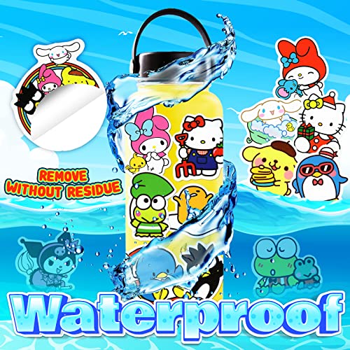 100Pcs Cute Kawaii Stickers for Teens, Cartoon Water Bottle Stickers, Waterproof Vinyl Japanese Anime Sticker Pack for Kids Girls Laptop, Phone, Luggage, Skate, Guitar, Helmet