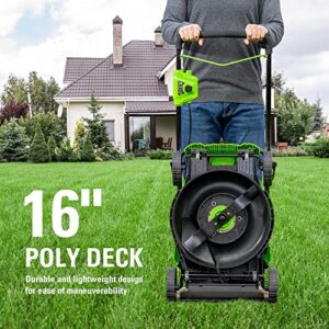 Greenworks 40V 16" Brushless Lawn Mower + Blower (350 CFM), 4.0Ah Battery and Charger Included