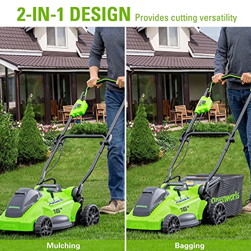 Greenworks 40V 16" Brushless Lawn Mower + Blower (350 CFM), 4.0Ah Battery and Charger Included