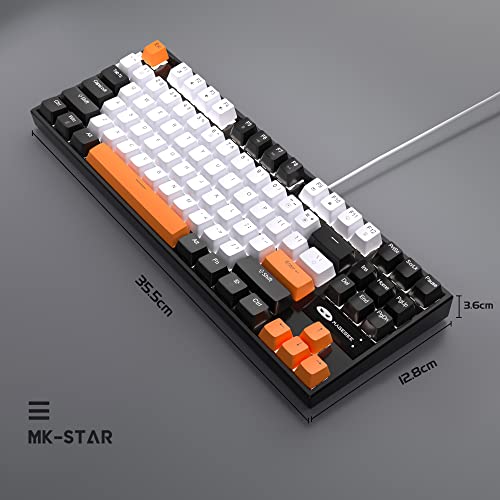 MageGee 75% Mechanical Gaming Keyboard with Yellow Switch, LED White Backlit Keyboard, 87 Keys Compact TKL Wired Computer Keyboard for Windows Laptop PC Gamer - White/Black