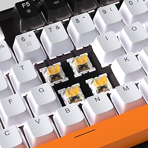 MageGee 75% Mechanical Gaming Keyboard with Yellow Switch, LED White Backlit Keyboard, 87 Keys Compact TKL Wired Computer Keyboard for Windows Laptop PC Gamer - White/Black