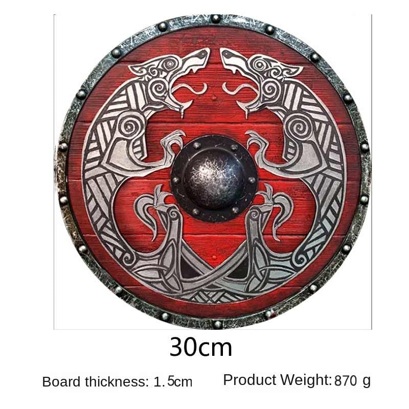 Medieval Viking Shield Warrior Wood & Iron Medieval Vikings Era Shield Viking Toy Shield for Kids Handmade Natural Wood & Iron Halloween Warrior Cosplay Round Armor Templar Battle