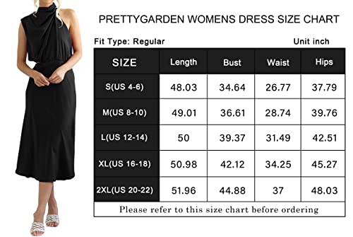 PRETTYGARDEN Women's Sleeveless Cocktail Dress Satin Mock Neck Cut Out Midi Wedding Guest Dresses Black