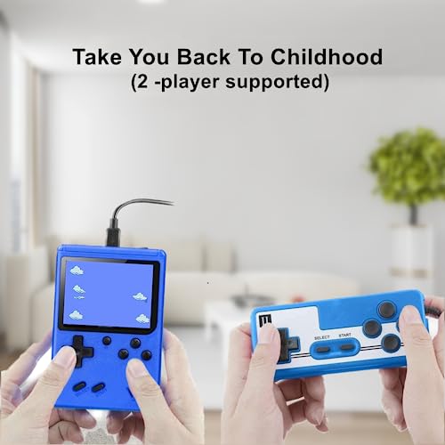 Retro Handheld Game Console,Portable Retro Video Game with 500 Classic FC Games 3 Inch LCD Screen, Support TV Connection & Two Players, Birthday for Kids, Adults (Blue)