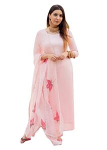 elina fashion indian kurti for womens with pant & dupatta | rayon printed long kurta partywear kurtis tunic tops pink