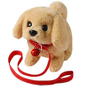 ksabvaia plush golden retriever toy puppy electronic interactive dog - walking, barking, tail wagging, stretching companion animal for kids toddlers (golden dog)