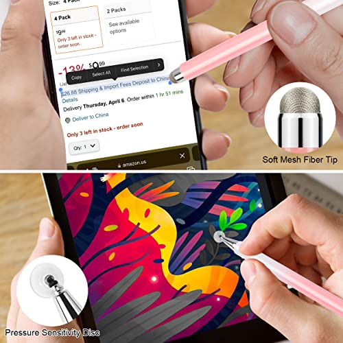 ELZO Stylus Pens for Touch Screens, 2 in 1 Universal Stylus, Surface Pen, 100% Compatible with All Tablet Touch Screens for iPhone/iPad/Samsung/Huawei/Lenovo, Magnetic Cap, Stylus Pen Replacement