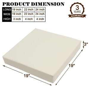 Topotdor Patio Chair Cushion for Outdoor Furniture,19"x19" Waterproof Replacement Outdoor Seat Cushions for Patio Furniture,3-Year Color Fastness Sofa Couch Chair Pads with Ties 2 Pack,Beige