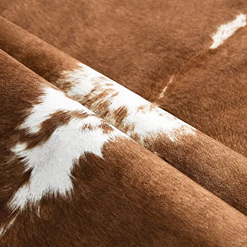 BENRON Cowhide Rug - 3' X 4' Ultra-Thin Cow Hide Rug No-shed Faux Cow Print Rugs for Bedroom Carpets Table Topper Wall Decor Cute Animal Rug Western Industry Style Fireplace Hearth Rug, Brown