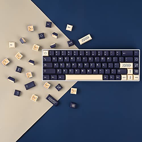 XDA PBT Key Cap, 83 Keys Dye Sublimation Glacier White Custome Key Cap Set for Cherry/Gatron MX switches 60 Percent/68/GK61 Gaming Mechanical Keyboard(Stargazing Blue)