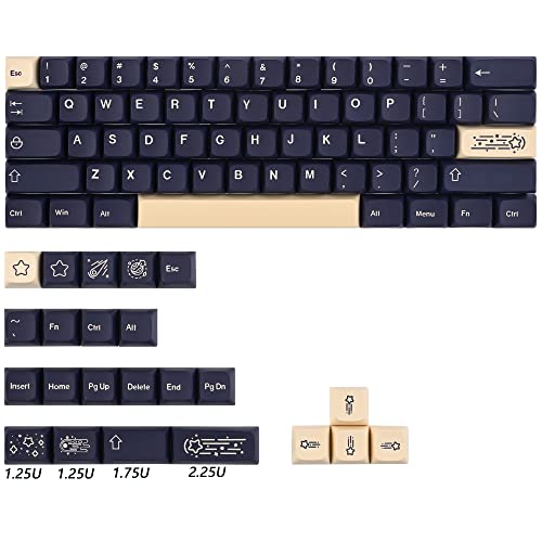 XDA PBT Key Cap, 83 Keys Dye Sublimation Glacier White Custome Key Cap Set for Cherry/Gatron MX switches 60 Percent/68/GK61 Gaming Mechanical Keyboard(Stargazing Blue)