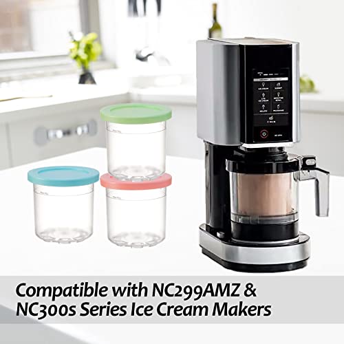 PARBEE 160z Extra Pint Containers with Lids 4 Pack Replacement Compatible with Ninja Creami NC301 NC300 NC299AMZ Series Ice Cream Maker, Dishwasher Safe Pints