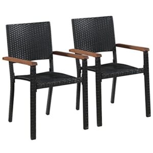 YUHI-HQYD 3 Piece Patio Dining Set,Natural Style,Comfortable Casual Furniture,Conversation Furniture,Perfect for Patio, Garden, Porch,Family Room,Sitting Area, Black