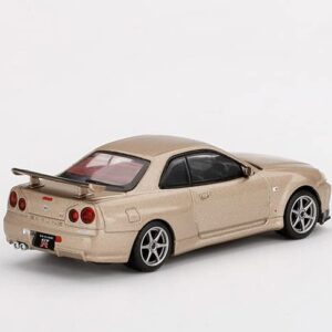 True Scale Miniatures Model Car Compatible with Nissan Skyline GT-R R34 M Spec Silica Breath Bronze Limited Edition 1/64 Diecast Model Car MGT00348