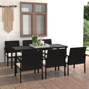 yuhi-hqyd 7 piece patio dining set,balcony bar,party furniture,comfortable casual furniture,suitable for balcony, deck, backyard, patio, garden, poolside, etc. poly rattan black