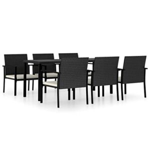 YUHI-HQYD 7 Piece Patio Dining Set,Balcony Bar,Party Furniture,Comfortable Casual Furniture,Suitable for Balcony, Deck, Backyard, Patio, Garden, Poolside, etc. Poly Rattan Black