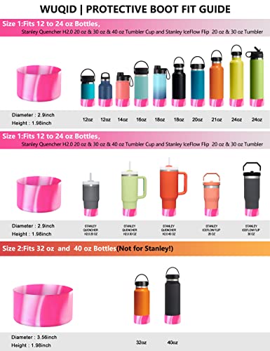 WUQID Protective Mixed Silicone Boot Sleeve for 12oz-40oz Sport Flask & Stanley Water Bottles Tumbler Anti-Slip Bottom Sleeve Cover for All Water Bottles Bottom Width of 2.83&3.56in