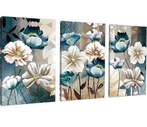 yalkin 3 packs paint by number for adults beginners on canvas, paint by numbers flowers, flower painting by number perfect for gift home wall decor(3 pack,12x16inch)