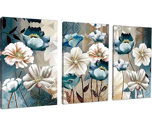 YALKIN 3 Packs Paint by Number for Adults Beginners on Canvas, Paint by Numbers Flowers, Flower Painting by Number Perfect for Gift Home Wall Decor(3 Pack,12x16inch)