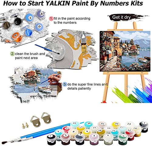 YALKIN 3 Packs Paint by Number for Adults Beginners on Canvas, Paint by Numbers Flowers, Flower Painting by Number Perfect for Gift Home Wall Decor(3 Pack,12x16inch)