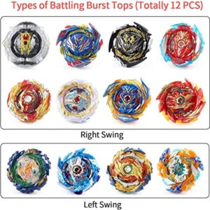 PWTAO Bey Battling Top Burst Launcher Grip Toy Blade Set Game Storage Box 12 Top Burst Gyros 2 Launchers Great Birthday Gift for Boys Children Kids