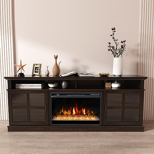 Oxhark Flame 26 Inches Electric Fireplace Inserts, 1500W Recessed Fireplace Electric with Remote Control, Crystal, Overheating Protection and Timer, Black