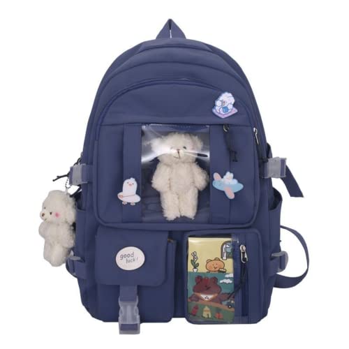 HUIHSVHA Kawaii Backpack, Aesthetic School Laptop Bag With Pin Accessories, Travel Daypack Bookbag for Teens Girls Students