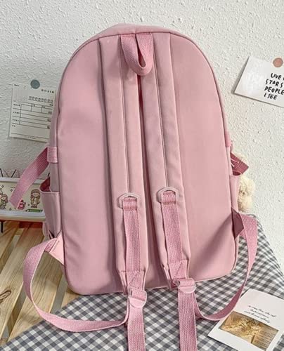 HUIHSVHA Kawaii Backpack, Aesthetic School Laptop Bag With Pin Accessories, Travel Daypack Bookbag for Teens Girls Students