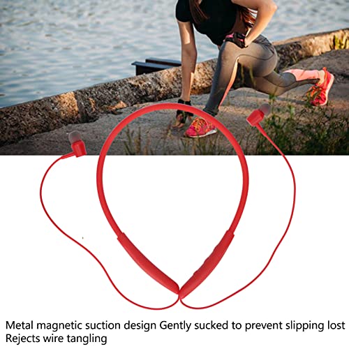 ASHATA Heavy Bass BT Neckband Headphones, Neckband Earphones Wireless, Metal Magnetic Suction Heavy Bass Wireless Running Neckband Earphone for Sports