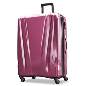 samsonite swerv dlx 28-inch tall lightweight hardside travel suitcase with 4 spinner wheels, telescoping handle, and tsa lock, solar rose