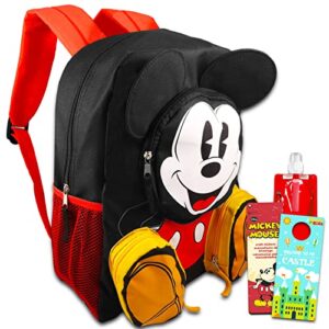 mickey mouse backpack for boys 4-6 set - bundle with 16” mickey backpack for boys, water bottle, stickers, more | disney mickey mouse school backpack for boys