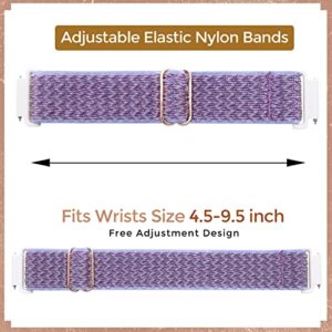 Farluya 3 Pack 18mm Stretchy Nylon Watch Bands for Fossil Women's Gen 5E 42mm / Gen 6 42mm,Soft Quick Release Wristband Loop Elastic Strap for Fossil Venture Gen 4 HR/Gen 3 Women Men