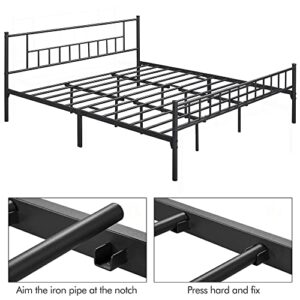 Yaheetech 13 inch California King Size Metal Bed Frame with Headboard and Footboard Platform Bed Frame with Storage No Box Spring Needed Mattress Foundation Black