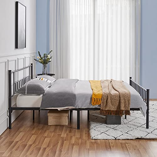 Yaheetech 13 inch California King Size Metal Bed Frame with Headboard and Footboard Platform Bed Frame with Storage No Box Spring Needed Mattress Foundation Black